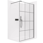 CERANO - Sprchová zástena Walk-in Onyx Round Ľ/P - 8 mm - guľatá vzpera - čierna matná, industriálne sklo - 110x200 CER-482869