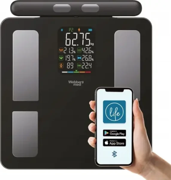 Webber Analytická osobná váha / Osobná váha / 15 parametrov / Bluetooth / Apple Health, Google Fit (3676)