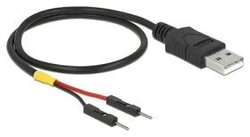DeLock USB-A - 2x kolíková lišta 30 cm čierna / Napájací kábel / AWG 22 / Konektory samec (85402)