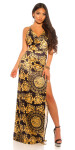 Sexy Maxi Dress With Print blackyellow Einheitsgroesse