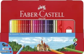 Faber-Castell Pastelky 48ks v plechovom puzdre + strúhadlo, guma a ceruzky (128850)