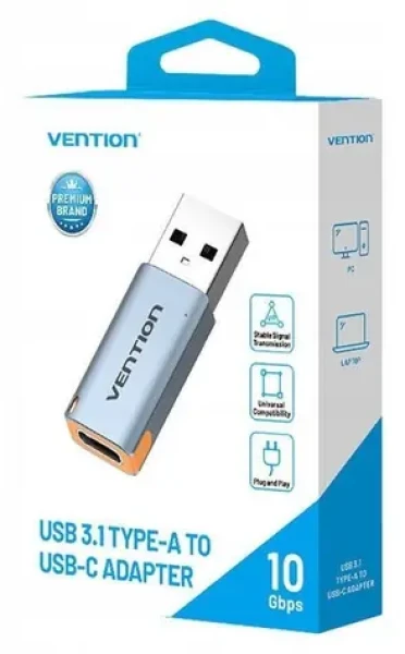 Vention USB-C na USB-A modrá / Redukcia USB / USB 3.1 / 10 Gbit/s / OTG / hliník (CUAH0)