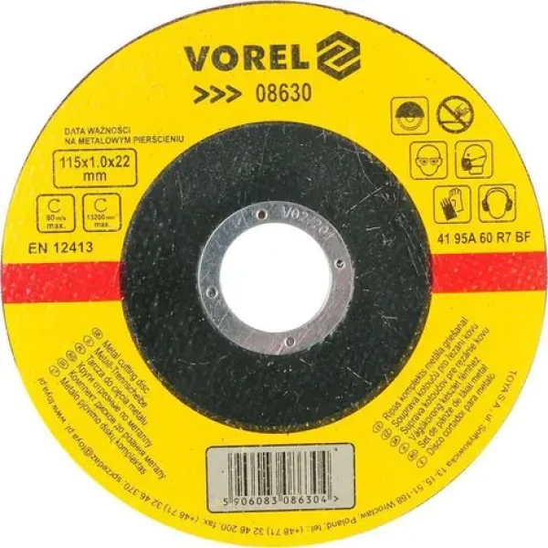 Vorel Rezný kotúč na kov 115 mm / Rezný kotúč / Priemer 115 x 22 mm / Hrúbka 1,0 mm