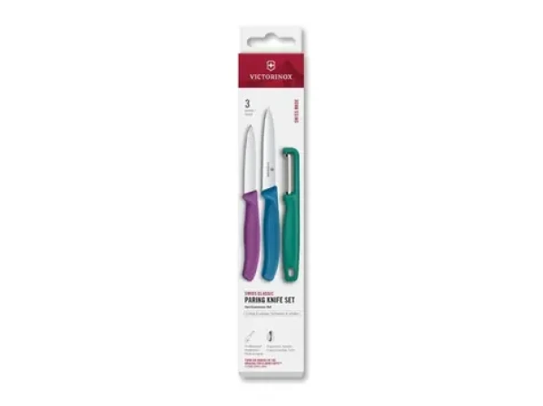 VICTORINOX Swiss Classic Kuchynský nôž a škrabka set 3 ks farebná / rovné a vrúbkované ostrie (6.7116.33C1)