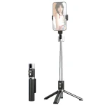 USAMS ZB324 Mini čierna / Selfie tyč so statívom / Bluetooth diaľková spúšť / Teleskopická až 1000 mm / Otočenie 270 ° / 360° (ZB32401)