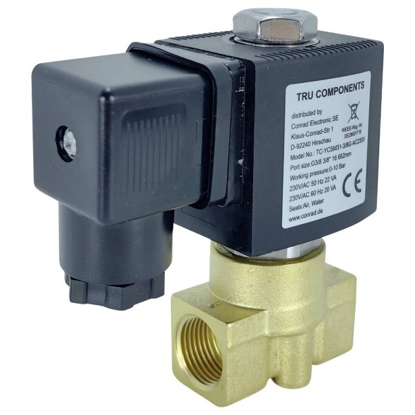 TRU COMPONENTS priamo riadený ventil TC-14211688 TC-YCSM31-3/8G-AC230 230 V/AC G 3/8 Menovitá vzdialenosť 10 mm 1 ks; TC-14211688