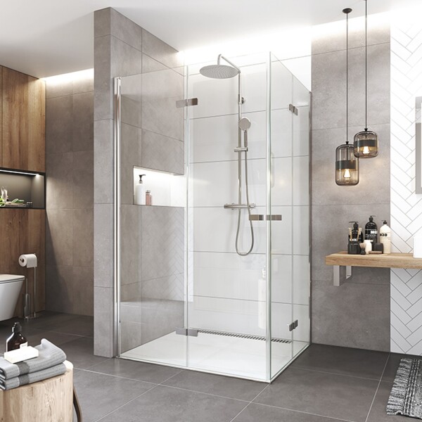Mereo Sprchovací kút, Novea, obdĺžnik, zalamovací, 90x80 cm, chróm ALU, sklo Číre CK12813ZVR