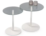 Sada 2 stolíkov Lia, biela/sklo%