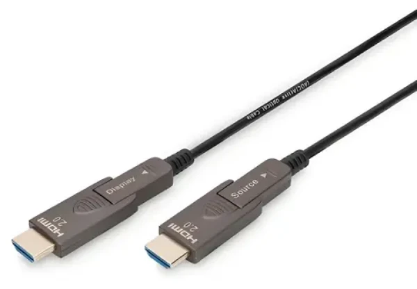 Digitus AK-330127-200-S čierna / Adaptérový kábel HDMI - Micro HDMI / AOC / 4K 60Hz / 18 Gbps / 20 m (AK-330127-200-S)