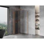MEXEN/S - Mist-F sprchovací kút skladacie dvere ľavá 90 x 90, transparent, meď kartáčovaná 8A6T-090-090-65-00-L