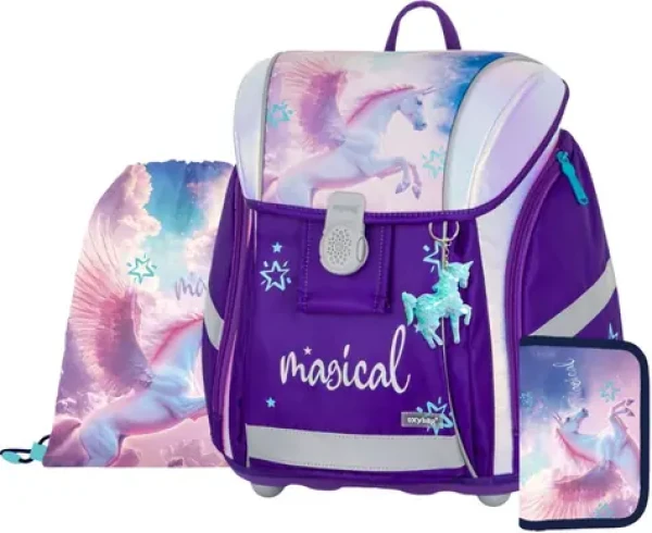 OXYBAG Školský set Premium Light Pegas / 3dielna sada / aktovka 26 l / vrecko na cvičky / peračník (0-75826)