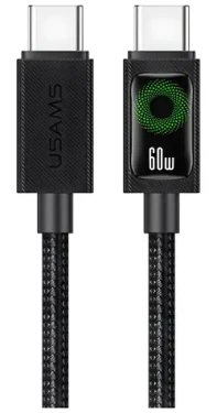USAMS U92 čierna / Nabíjací a dátový kábel / USB-C - USB-C / 60W PD / 1,2m (SJ773USB01)