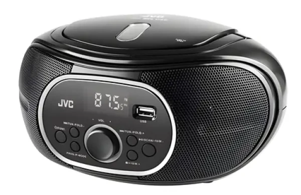 JVC RD-E221B čierna / Rádiomagnetofón s CD prehrávačom / FM / CD / kazeta / USB / AUX (RD-E221B)