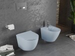 MEXEN - Lena Závesná WC misa Rimless vrátane sedátka s slow, Duroplast, šedomodrá mat 30224069