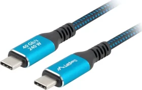 Lanberg CA-CMCM-45CU-0015-BK čiernomodrá / Kábel USB-C - USB-C / 1,5 m (CA-CMCM-45CU-0015-BK)