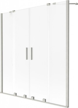 MEXEN/S - Velar Duo dvojkrídlová posuvná vaňová zástena 140 x 150 cm, dekor, nikel kartáčovaný 896-140-000-32-97
