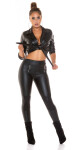 Sexy orezaná blúzka Kunstleder T2880 čierna - Koucla UNI