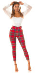 Sexy Koucla checkered Highwaist Pants red XL