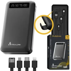 Extralink EPB-083 čierna / Power banka / 10 000 mAh / USB-C / vstavaný displej (EX.19607)