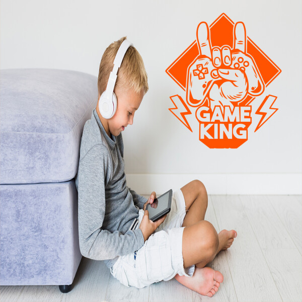 Veselá Stena Samolepka Game King Farba: oranžová, Veľkosť: 60 x 70 cm