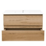 Kúpeľňová skrinka 2 zásuvková s keramickým umývadlom SAT B-Way 99x50x45 cm dub mat BWAY2100OAKU4BI BWAY2100OAKU4BI