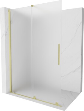 MEXEN/S - Velar Sprchová zástena posuvná Walk-in 150 x 200, dekor 8 mm, zlato kefovaná 871-150-000-33-55