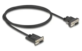 DeLock čierna / Sériový kábel RS-232 / Sub-D9 (F) - Sub-D9 (F) / 1 m / napájanie Pin 9 (87837)
