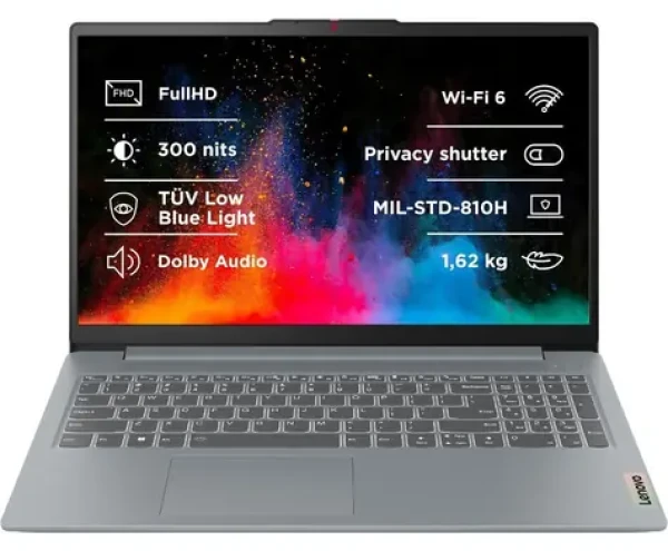 Lenovo IdeaPad Slim 3 15AMN8 sivá / Notebook / 15.6" FHD / AMD RYZEN 5 / 8GB / 512GB SSD / Radeon 610M / W11H (82XQ01AYCK)