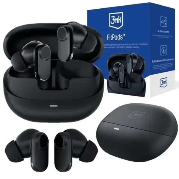 3mk FitPods 6.0 čierna / Bezdrôtové slúchadlá s mikrofónom / Bluetooth 6.0