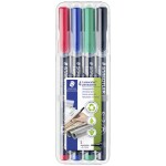 Staedtler Lumocolor permanent S DRY SAFE 313 WP4 permanentný popisovač červená, modrá, zelená, čierna Vodotesné: áno; 313 WP4