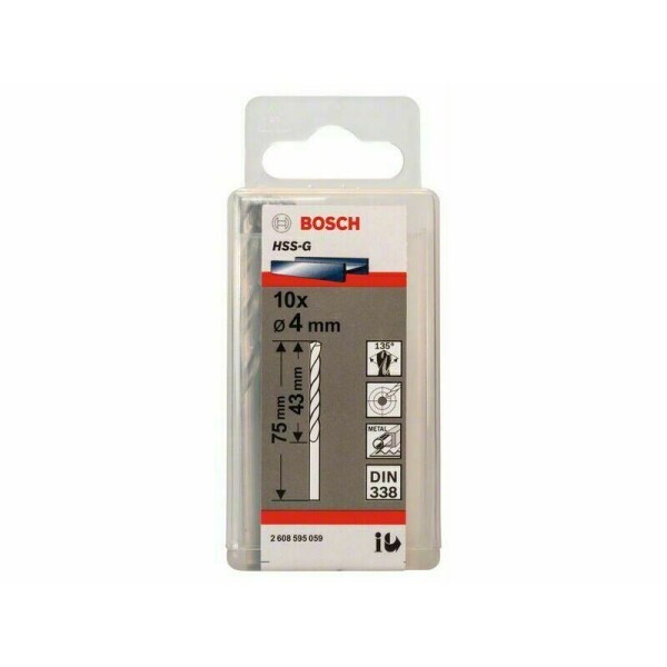 Vrták do kovu BOSCH HSS-G St,4x43/75mm,10ks v balení