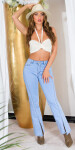 Sexy Highwaist flared Jeans with Slit denimblue