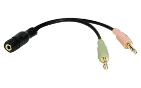 LogiLink CA0020 čierna / Audio adaptér / Jack 3,5 mm 4 pin (F) na 2x Jack 3,5 mm 3 pin (M) / 0,15 m (CA0020)