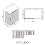 CERANO - Sprchovací kút Lantono - pravá - 8 mm - Soft-Close - chróm, mliečne sklo - 170x90 - posuvný CER-665614