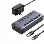 Ugreen USB Hub 7in1 USB-C čierna / 7x USB-A / 3.0 12V / 2A (90307)