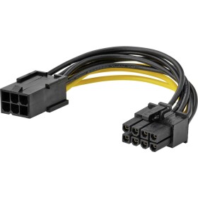 Akasa napájací prepojovací kábel [1x PCI-E zástrčka 6-pólová - 1x PCI-E zástrčka 8-pólová] 0.10 m žltá, čierna; AK-CB052