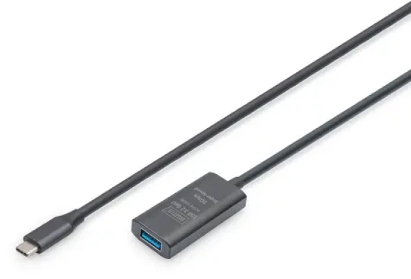 Digitus USB-C - USB-A čierna / Predlžovací kábel / Aktívny / USB 3.2 Gen1 5 Gbps / 5 m (DA-73110)
