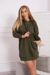 Dámske šaty s kapucňou 68470 Khaki zelená - K-Fashion UNI khaki-tm.Zelená