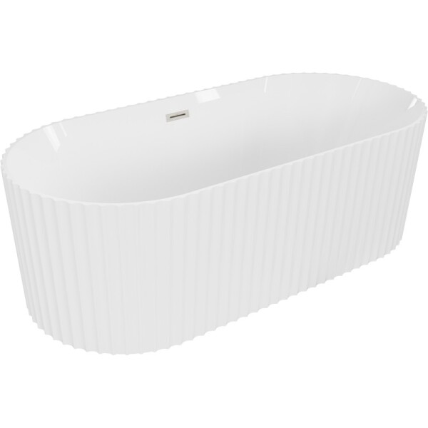 MEXEN/S - Paola voľne stojaca vaňa reliéf 170 x 80, biela lesk, sifón a prepad nikel kartáčovaný 52721708000-97