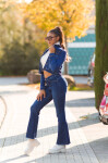 Sexy dark denim used look flarred Jeans denimblue