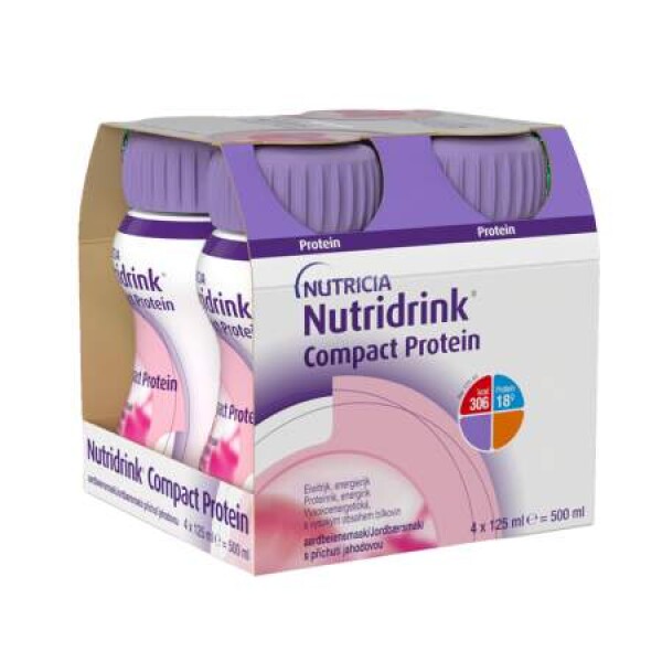 NUTRIDRINK Compact protein jahoda 4 x 125 ml - Nutridrink Compact Protein Jahoda sol.4 x 125 ml