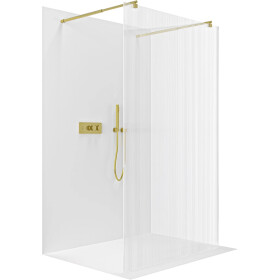CERANO - Sprchová zástena Walk-in Onyx Duo Ľ/P - 8 mm - okrúhla vzpera - zlatá, ryhované sklo - 120x200 CER-8050BD2267