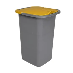 BELLI E FORTI Kôš na triedený odpad PREMI šedý, žlté veko / Plast / 24 l / 32 x 29 x 46,5 cm