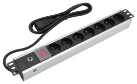 Xtendlan 19" rozvodný panel 7x230V / Rozvodný panel / ČSN / vypínač / nadprúdová ochrana / 16A/C20 / kábel 1,8 m (ZASUVKA7N19-C20)