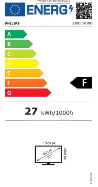 32" Philips 32BDL5050D / Profesionálny displej / FullHD / IPS / 500 cd/m2 / HDMI / RJ45 (32BDL5050D/00)