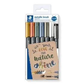 Staedtler Popisovač Metallic White brush / sada 6 +1 ks / štetcový hrot / 1-6 mm (8321 TB7)