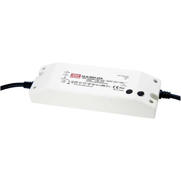 MEAN WELL HLN-80H-30A LED driver, napájací zdroj pre LED konštantné napätie, konštantný prúd 81 W 2.7 A 18 - 30 V/DC stmievateľný, PFC spínacie obvod, ochrana; HLN-80H-30A