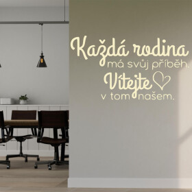 Veselá Stena Samolepka Každá rodina má svoj príbeh Farba: béžová, Veľkosť: 40 x 22 cm
