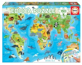 Educa Puzzle Mapa so zvieratami sveta