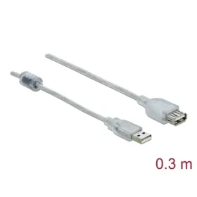 DeLock transparentný / Predlžovací kábel USB 2.0 / USB-A samec - USB-A samica / 0,3 m / 480 Mbit/s (82244)